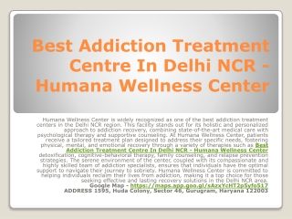 De Addiction Treatment Centre In Delhi - Humana Wellness Center