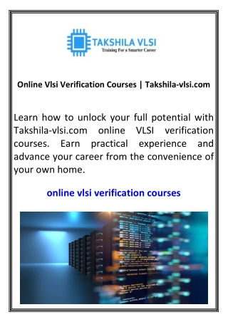 Online Vlsi Verification Courses  Takshila-vlsi.com