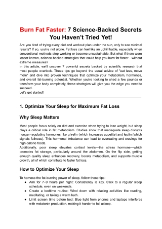 Burn Fat Faster: 7 Science-Backed Secrets You Haven’t Tried Yet