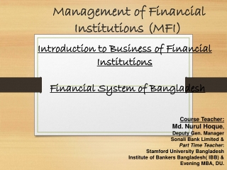Management of Financial Institutions (MFI)