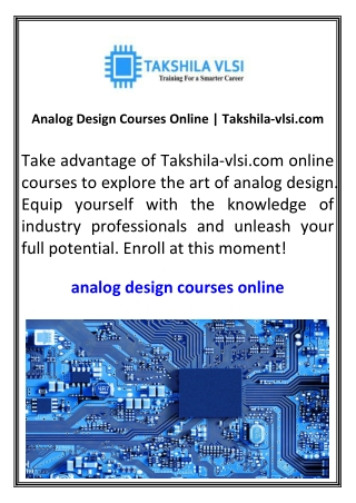 Analog Design Courses Online  Takshila-vlsi.com