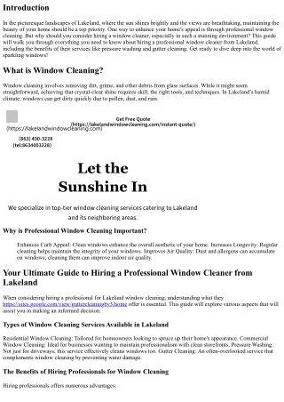 Your Ultimate Guide to Hiring a Professional Window Cleaner from Lakeland