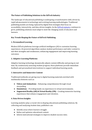 The Future of Publishing Solutions in the EdTech Industry