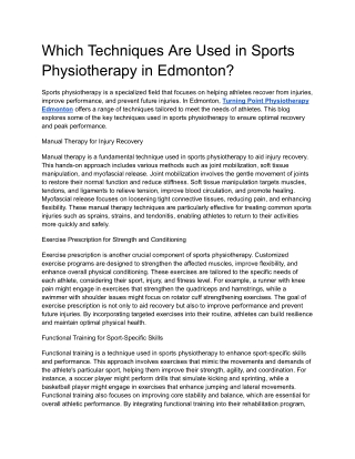 Which Techniques Are Used in Sports Physiotherapy in Edmonton