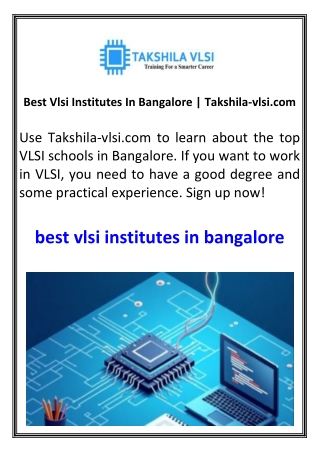 Best Vlsi Institutes In Bangalore Takshila-vlsi.com