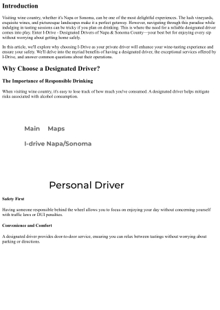 Why I-Drive is Your Best Choice for a Designated Driver in Wine Country