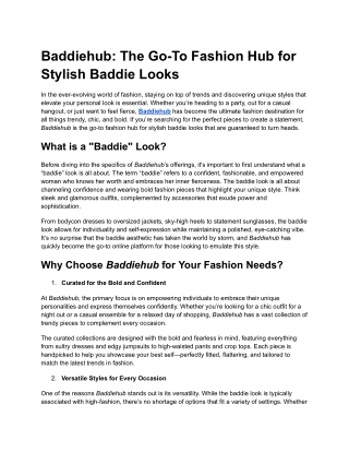 Baddiehub_ The Go-To Fashion Hub for Stylish Baddie Looks