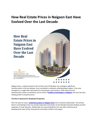 How Real Estate Prices in Naigaon East Have Evolved Over the Last Decade