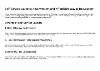 Self-Service Laundry: A Convenient and Affordable Way to Do Laundry