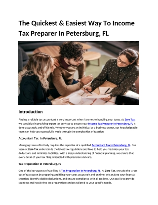 The Quickest & Easiest Way To Income Tax Preparer In Petersburg, FL