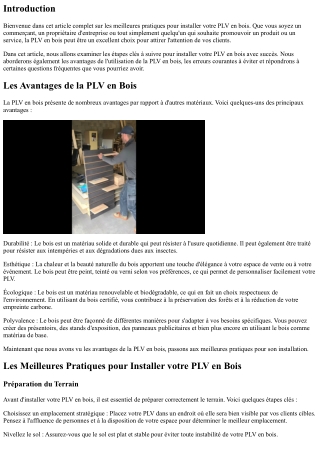 Les Meilleures Pratiques pour Installer votre PLV en Bois