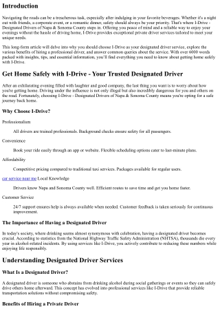 Get Home Safely with I-Drive - Your Trusted Designated Driver