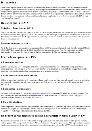 “Un regard sur les tendances passées pour anticiper celles à venir en plv”