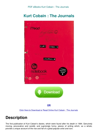 PDF eBooks Kurt Cobain  The Journals