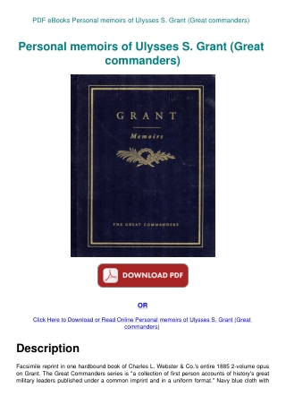 PDF eBooks Personal memoirs of Ulysses S. Grant (Great commanders)