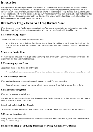 How to Pack Fragile Items for a Long Distance Move