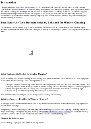 Best Home Use Tools Recommended by Lakeland for Window Cleaning.