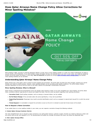 Qatar Airways name change policy | Tour N Travel Pro