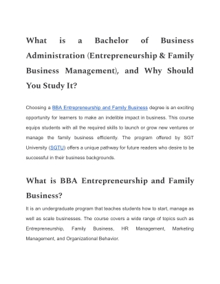 What is a Bachelor of Business Administration