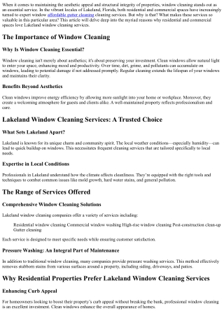 Why Residential and Commercial Spaces Love Lakeland Window Cleaning Services