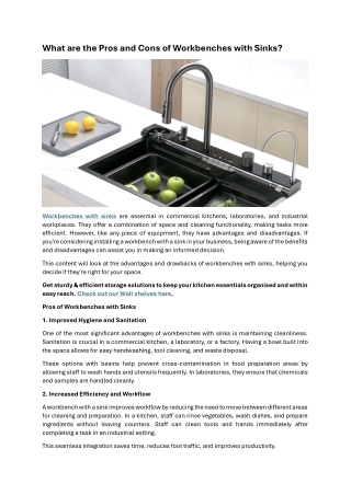 The Pros and Cons of Workbenches with Sinks