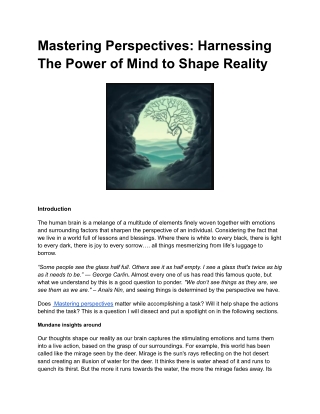 Mastering Perspectives_ Harnessing The Power of Mind to Shape Reality