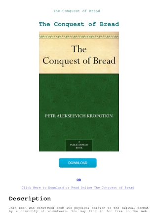 The Conquest of Bread