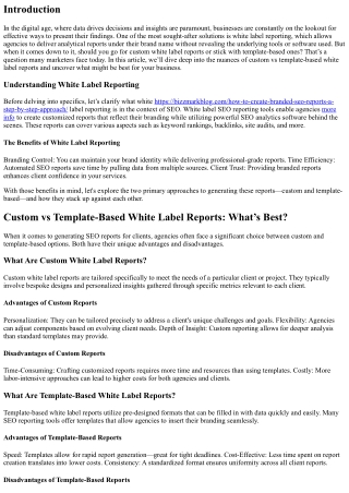 Custom vs Template-Based White Label Reports: What’s Best?