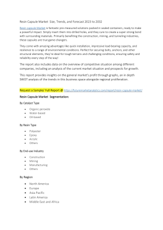 Resin Capsule Market  Size, Trends, and Forecast 2023 to 2032