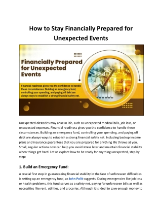 John Polit’s Financial Survival Guide for Unexpected Life Events