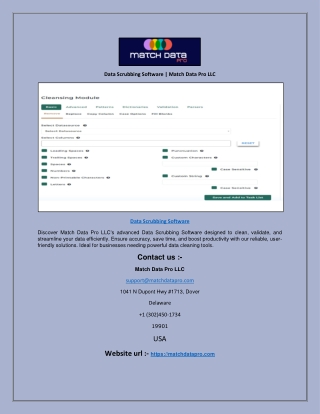 Data Scrubbing Software | Match Data Pro LLC