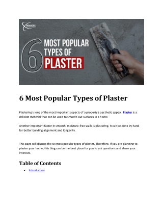 6 Most Popular Types of Plaster