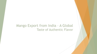 Mango Export from India – A Global Taste