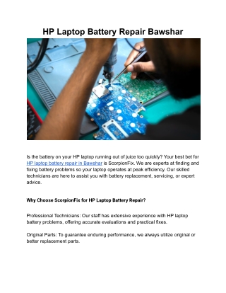 HP Laptop Battery Repair Bawshar