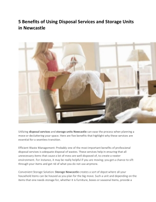 Top Advantages of Choosing Disposal Services and Storage Solutions in Newcastle