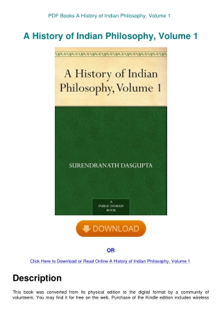 PDF Books A History of Indian Philosophy  Volume 1
