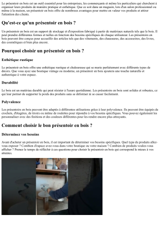 Présentoir en bois : une solution pratique pour organiser vos produits