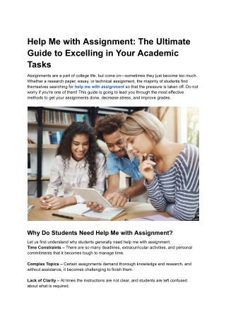 Help Me with Assignment: The Ultimate Guide to Excelling in Your Academic Tasks