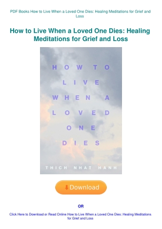 PDF Books How to Live When a Loved One Dies Healing Meditations for Grief and Loss