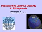Understanding Cognitive Disability in Schizophrenia