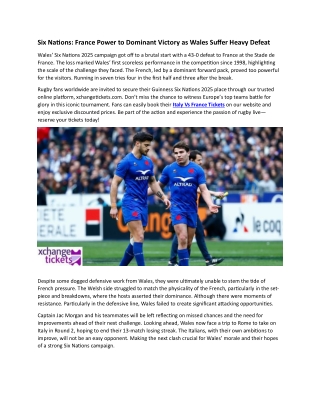 France Power to Dominant Victory as Wales Suffer Heavy Defeat