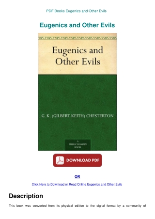 PDF Books Eugenics and Other Evils