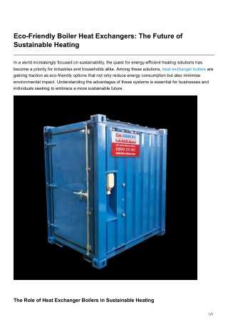 Eco-Friendly Boiler Heat Exchangers The Future of Sustainable Heating