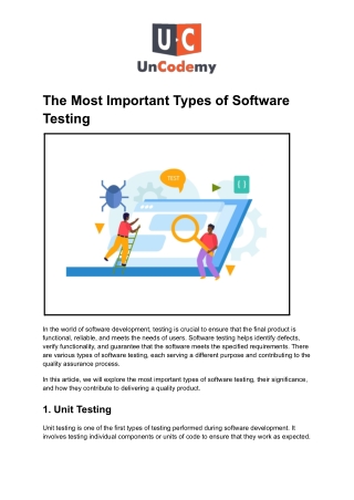 The Most Important Types of Software Testing