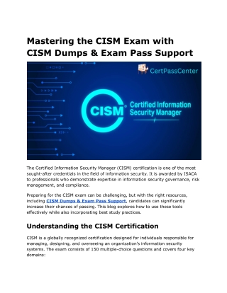 Mastering the CISM Exam with CISM Dumps & Exam Pass Support