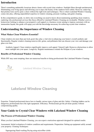 Your Guide to Crystal Clear Windows with Lakeland Window Cleaning