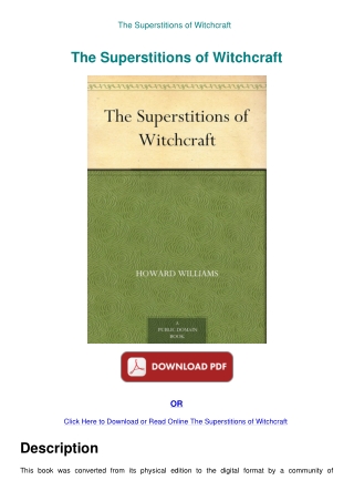 The Superstitions of Witchcraft