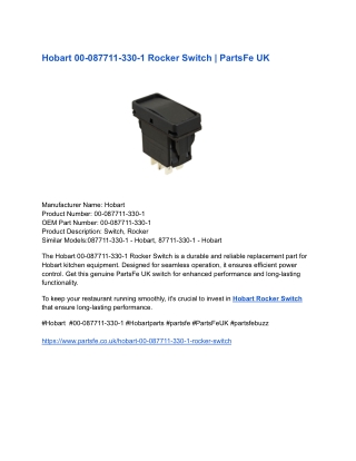 Hobart 00-087711-330-1 Rocker Switch _ PartsFe UK