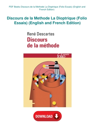 PDF Books Discours de la Methode La Dioptrique (Folio Essais) (English and French Edition)
