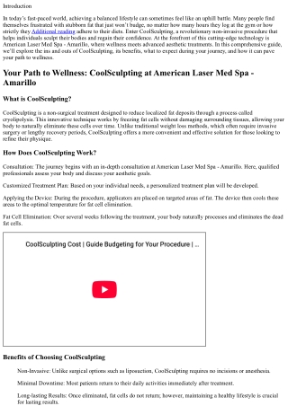 Your Path to Wellness: CoolSculpting at American Laser Med Spa - Amarillo